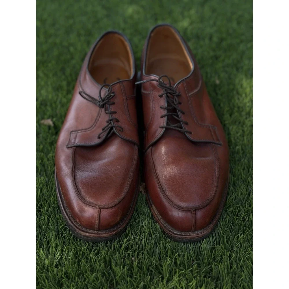 Allen Edmonds Stockbridge 3754 Brown Leather Split Toe Derby Shoes 10.5 D